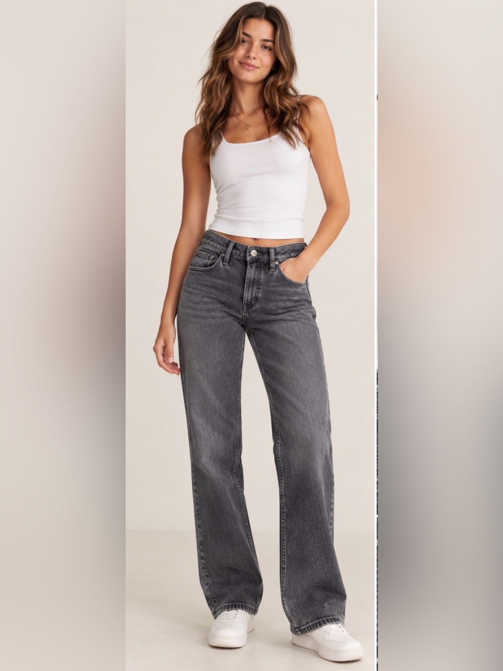 Hollister Women’s Charcoal Gray Straight Leg Jeans Size 3R